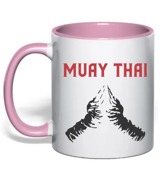 Чашка з кольоровою ручкою Muay Thai руки Ніжно рожевий фото