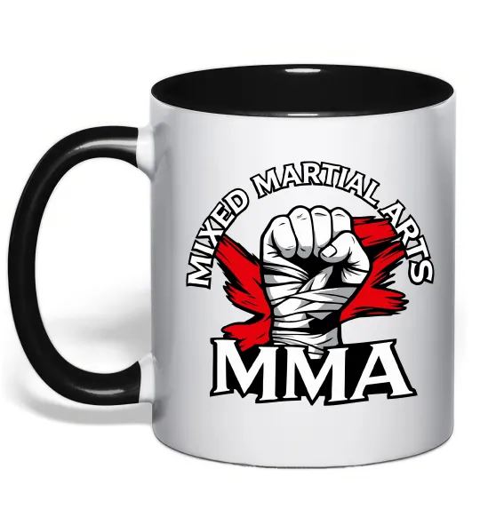 Чашка с цветной ручкой MMA кулак Черный фото