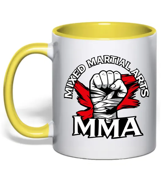 Чашка с цветной ручкой MMA кулак Лимонный фото