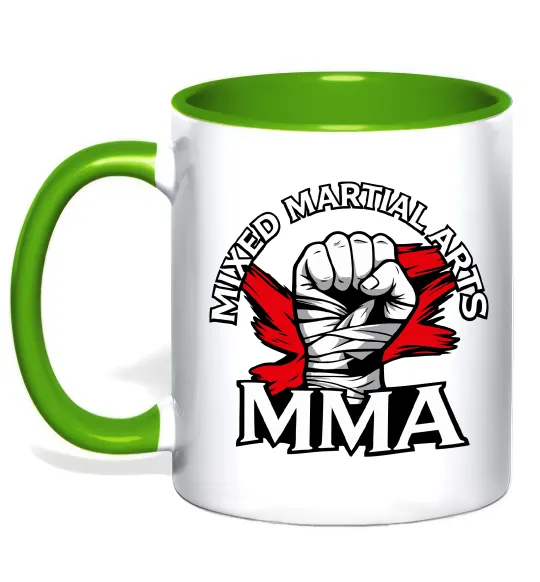 Чашка с цветной ручкой MMA кулак Лаймовый фото