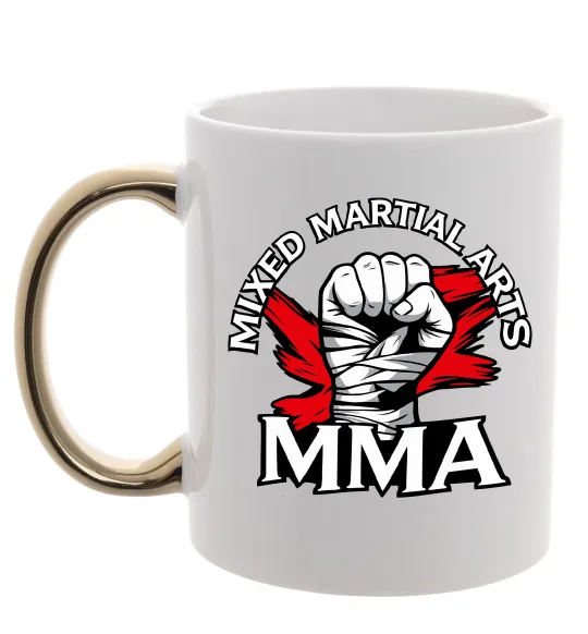 Чашка с цветной ручкой MMA кулак Золото фото