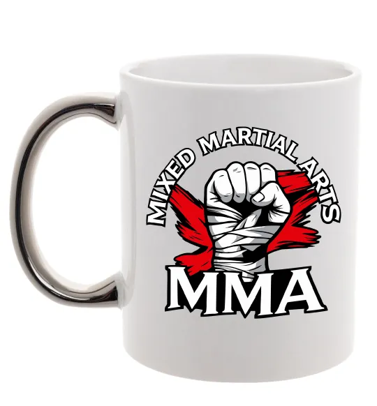 Чашка с цветной ручкой MMA кулак Серебро фото