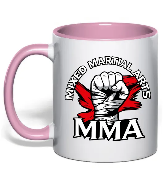Чашка с цветной ручкой MMA кулак Нежно розовый фото