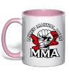 Чашка с цветной ручкой MMA кулак Нежно розовый фото