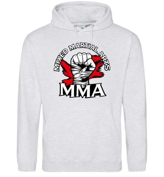 Мужская толстовка (худи) MMA кулак Серый меланж фото