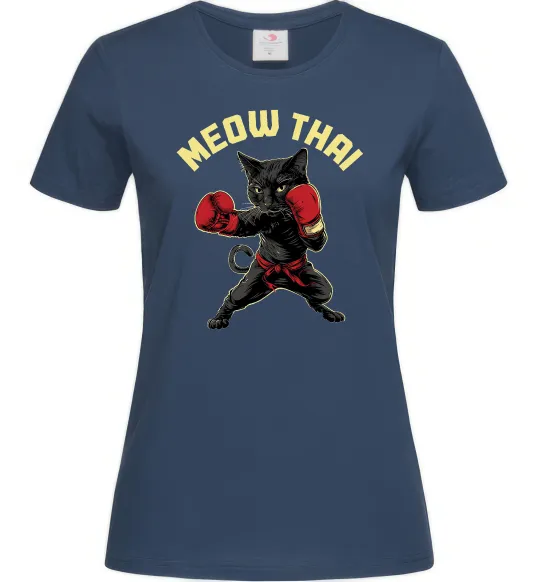 Женская футболка Meow Thai Темно-синий фото