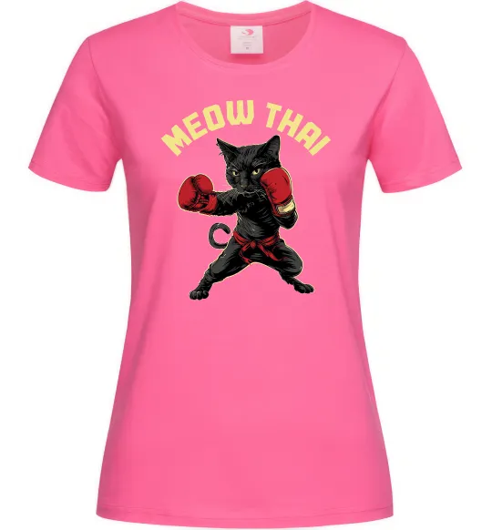 Женская футболка Meow Thai Ярко-розовый фото