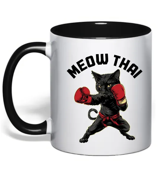 Чашка с цветной ручкой Meow Thai Черный фото