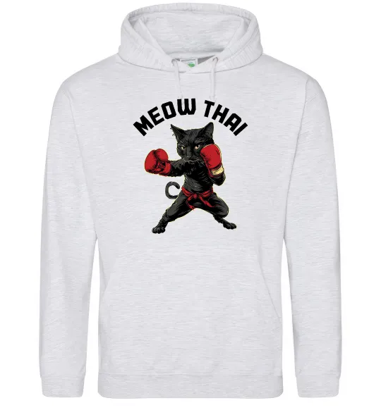 Женская толстовка (худи) Meow Thai Серый меланж фото