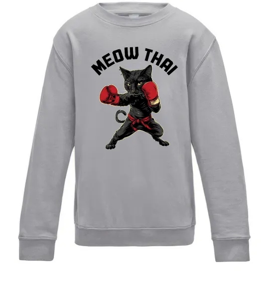 Детский Свитшот Meow Thai Серый меланж фото