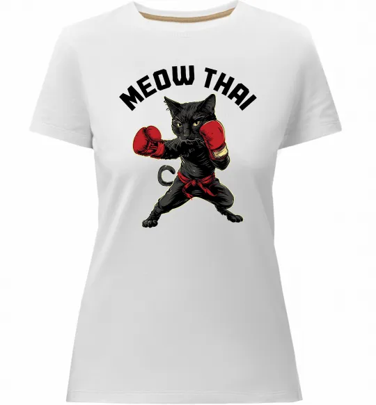 Женская премиум футболка Meow Thai Белый фото