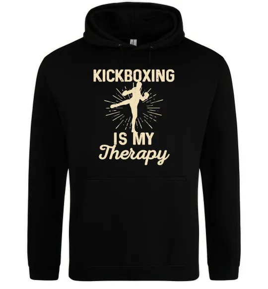 Женская толстовка (худи) Kickboxing is my therapy Черный фото