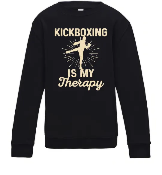 Детский Свитшот Kickboxing is my therapy Черный фото
