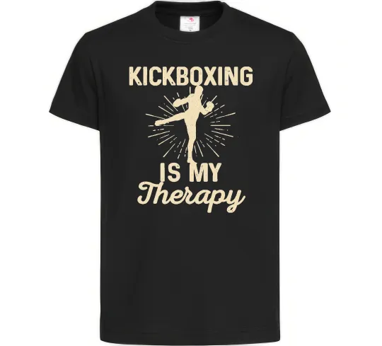 Детская футболка Kickboxing is my therapy Черный фото