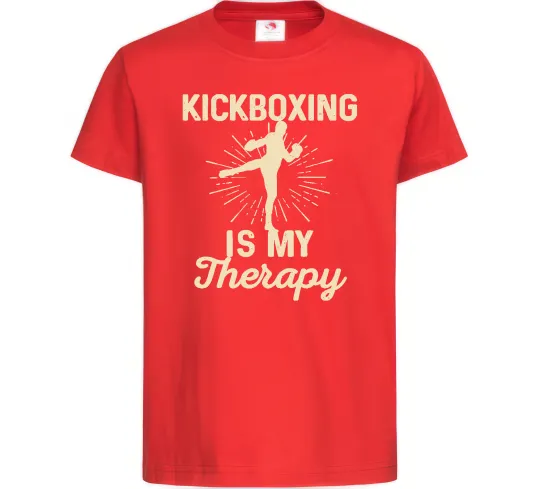 Детская футболка Kickboxing is my therapy Красный фото