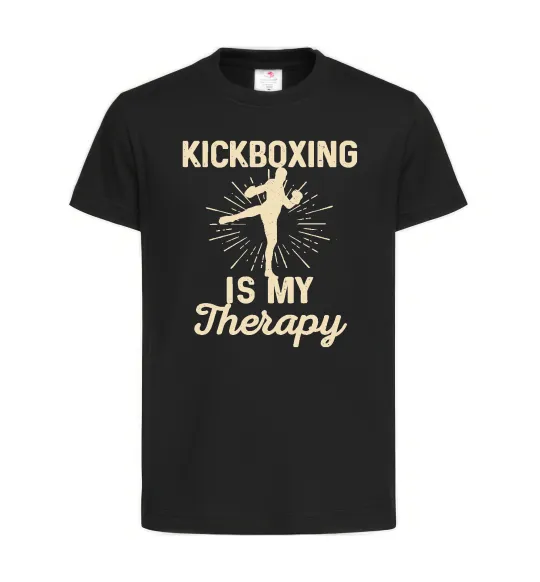 Детская футболка Kickboxing is my therapy Черный фото