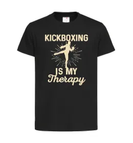 Детская футболка Kickboxing is my therapy Черный фото