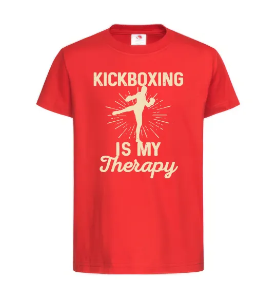 Детская футболка Kickboxing is my therapy Красный фото