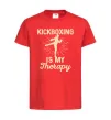 Детская футболка Kickboxing is my therapy Красный фото