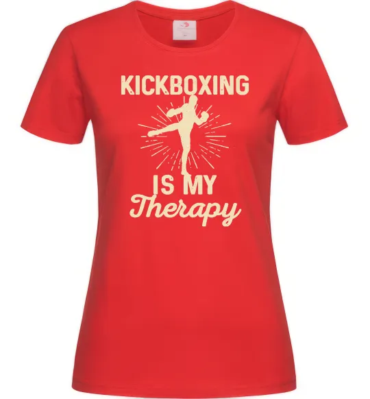 Женская футболка Kickboxing is my therapy Красный фото