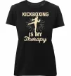 Женская премиум футболка Kickboxing is my therapy Черный фото