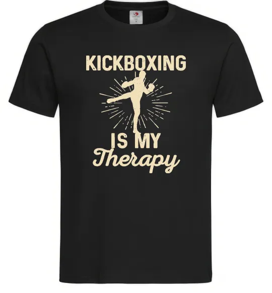 Мужская футболка Kickboxing is my therapy Черный фото