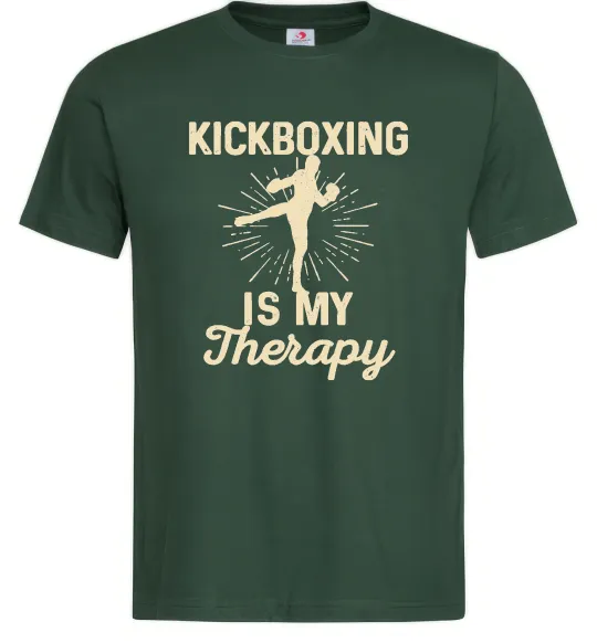 Мужская футболка Kickboxing is my therapy Темно-зеленый фото