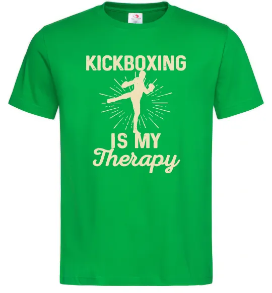 Мужская футболка Kickboxing is my therapy Зеленый фото