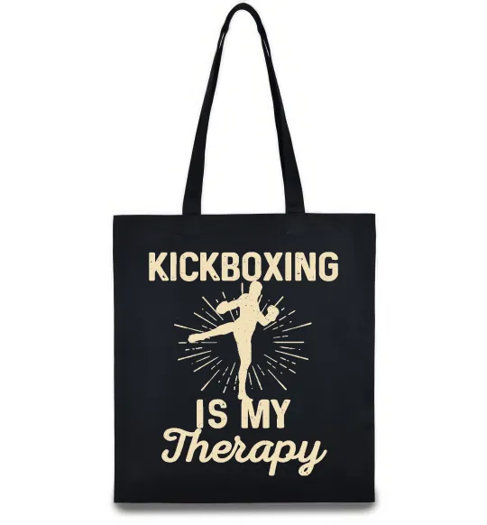 Эко-сумка Kickboxing is my therapy Черный фото