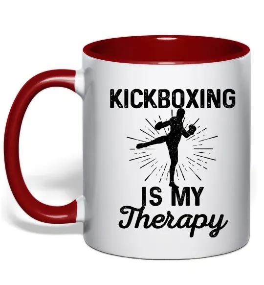 Чашка с цветной ручкой Kickboxing is my therapy Красный фото