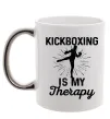 Чашка с цветной ручкой Kickboxing is my therapy Серебро фото