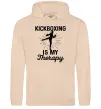Мужская толстовка (худи) Kickboxing is my therapy Песочный фото