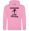 Женская толстовка (худи) Kickboxing is my therapy Розовый фото