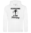 Женская толстовка (худи) Kickboxing is my therapy Белый фото