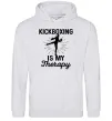 Женская толстовка (худи) Kickboxing is my therapy Серый меланж фото
