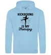 Женская толстовка (худи) Kickboxing is my therapy Голубой фото
