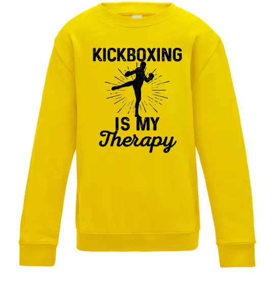 Детский Свитшот Kickboxing is my therapy Солнечно желтый фото