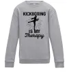 Детский Свитшот Kickboxing is my therapy Серый меланж фото