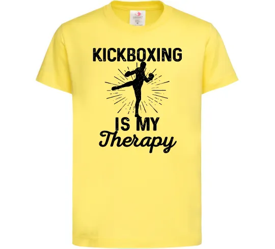 Детская футболка Kickboxing is my therapy Лимонный фото