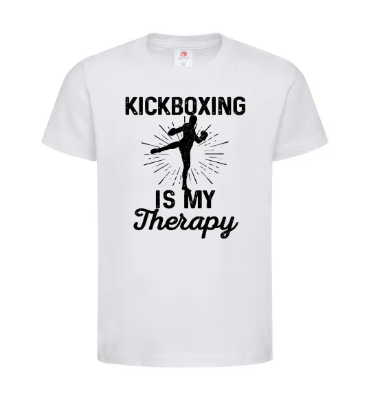 Детская футболка Kickboxing is my therapy Белый фото