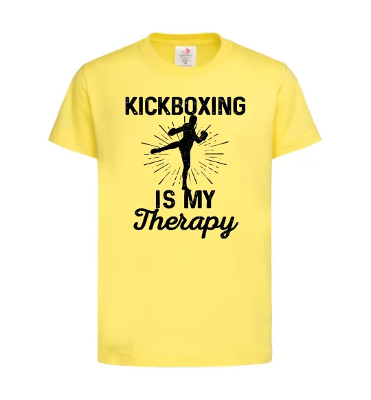 Детская футболка Kickboxing is my therapy Лимонный фото