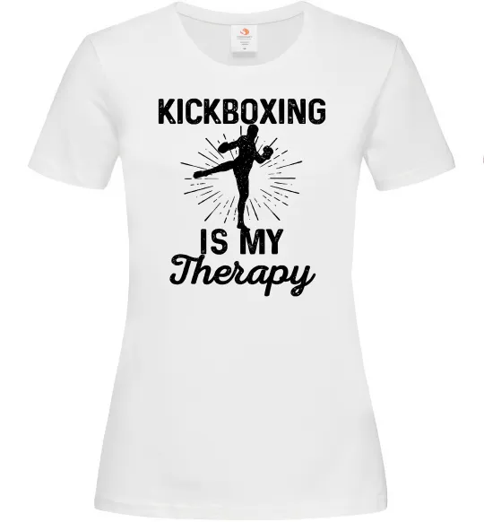 Женская футболка Kickboxing is my therapy Белый фото