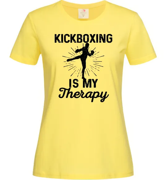 Женская футболка Kickboxing is my therapy Лимонный фото