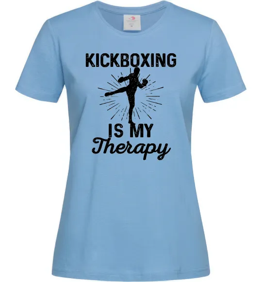 Женская футболка Kickboxing is my therapy Голубой фото