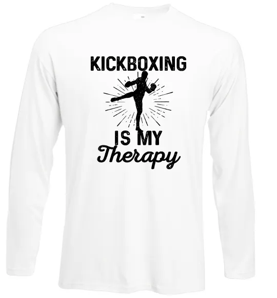 Лонгслив Kickboxing is my therapy Белый фото