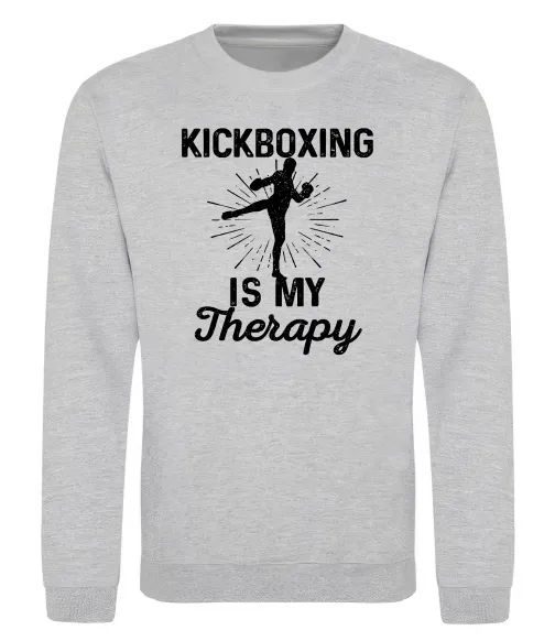 Свитшот Kickboxing is my therapy Серый меланж фото