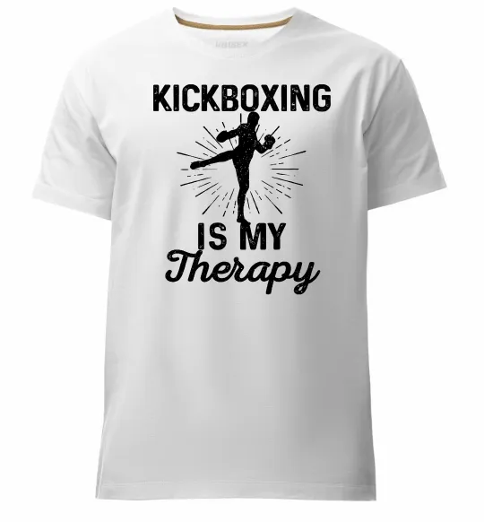 Мужская премиум футболка Kickboxing is my therapy Белый фото