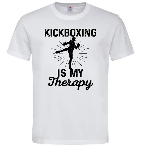 Мужская футболка Kickboxing is my therapy Белый фото
