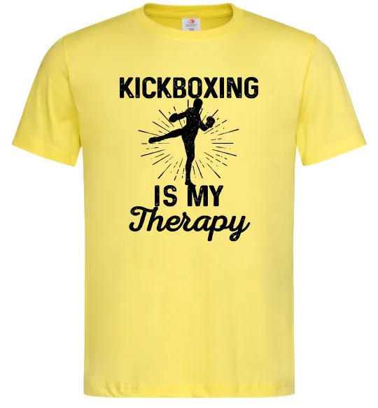 Мужская футболка Kickboxing is my therapy Лимонный фото