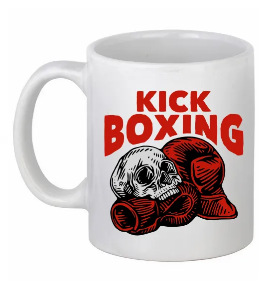 Чашка керамическая Kickboxing skull Белый фото